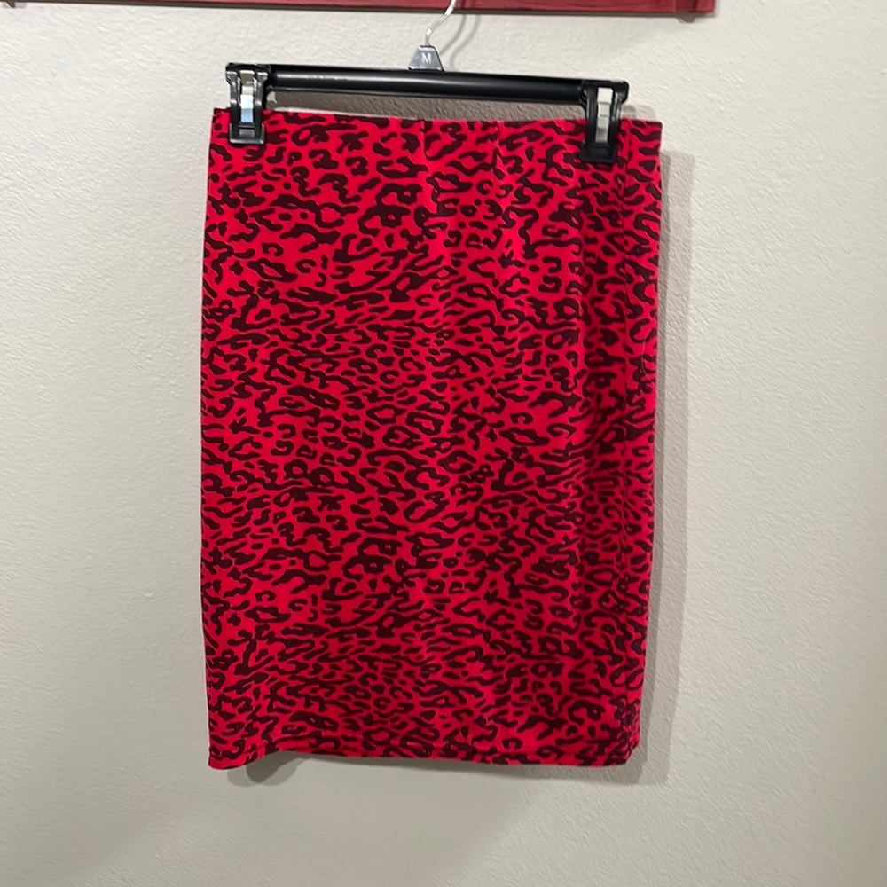 Red Leopard Print Skirt